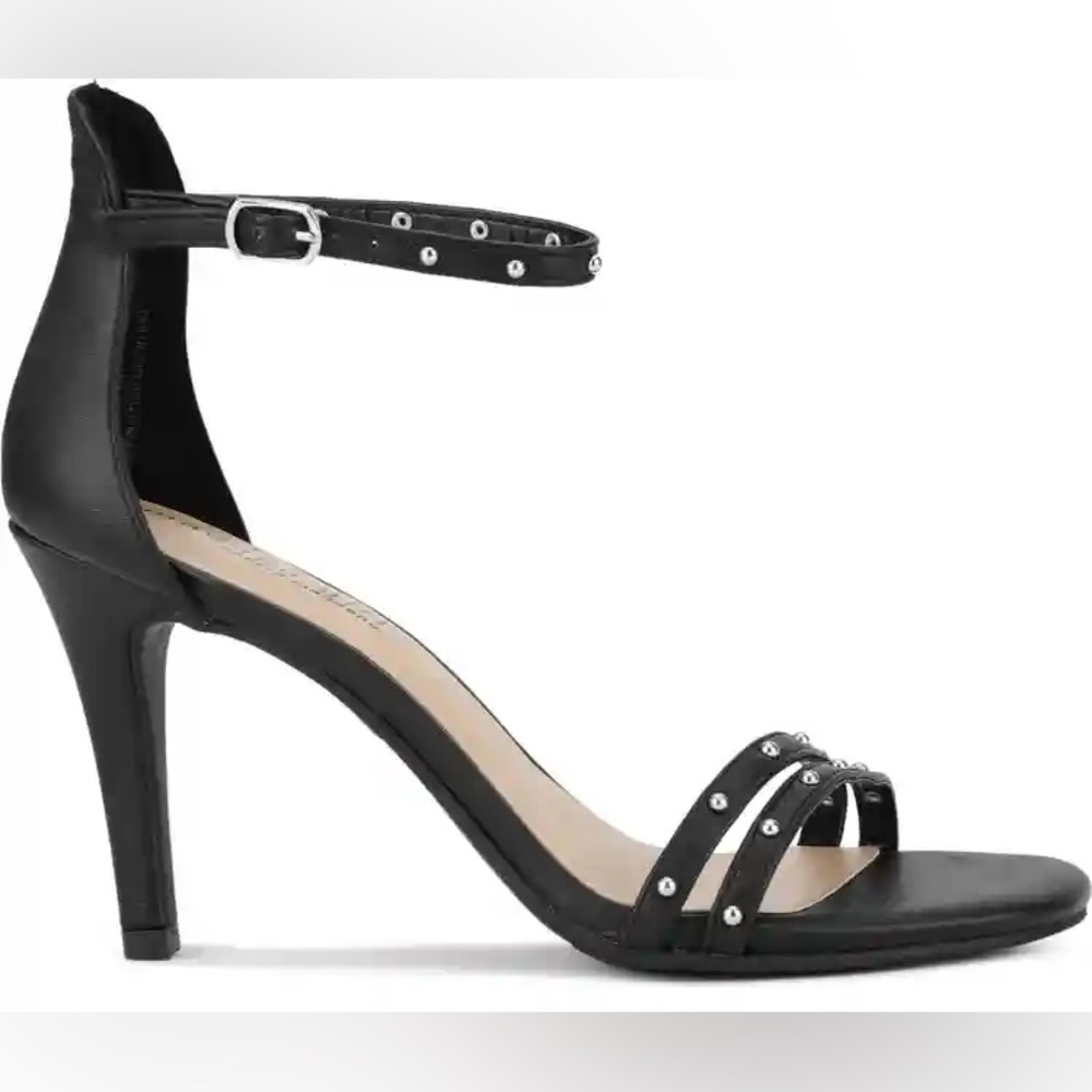 Double Strap Studded Sandal Heel
